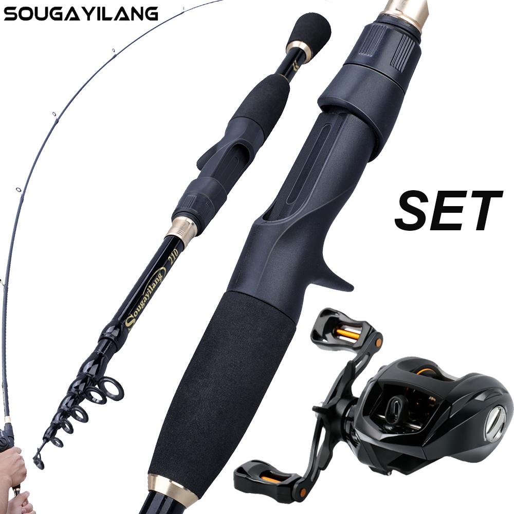 Travel Fishing Rod Baitcasting Fishing Reel Combo Telescopic Casting Fishing Rod 12+1BB Fishing Reel