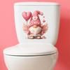 Valentine‘s Day Gnome Angel Toilet Seat Sticker Bathroom Decor Removable Self-Adhesive Decal