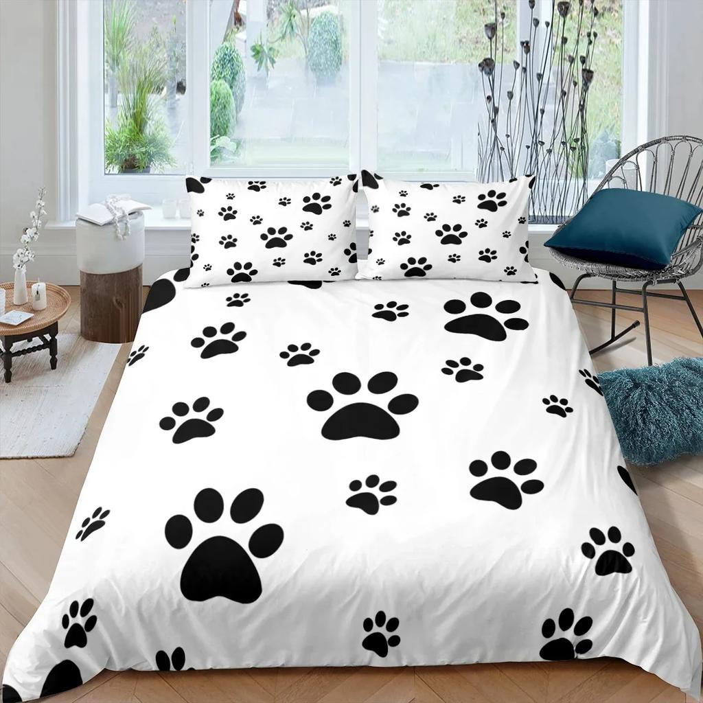 Comforter Bone Queen And King Eu/Us/Au/Uk Size Comforter Bedding Home Living Luxury 3D Dog Paw Print Bedding Set