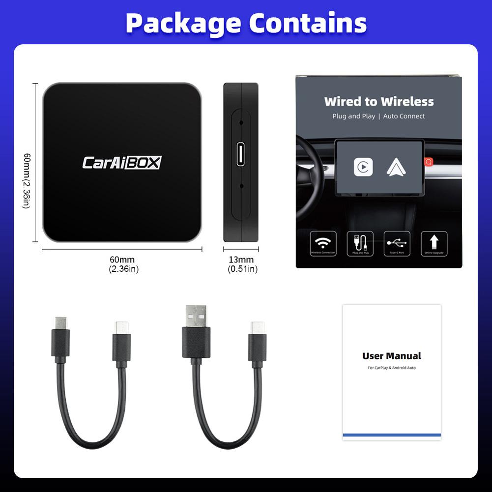 Wireless CarPlay Android Auto Wireless Adapter Wired To Wireless 2 In 1 Box Bluetooth-Compatible WiFi 4-Core CPU Auto Connect
