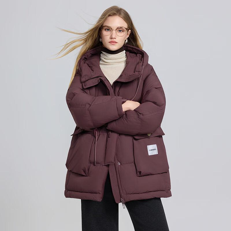 She Tu Women's Thickened Hooded Mid-Length Down Jacket