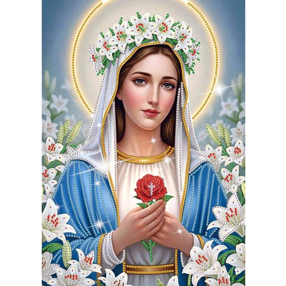5D Diamond Painting DIY Round Diamond Embroidery Russian Madonna Decorative Painting 30 * 40 Special-shaped Diamond 1PC