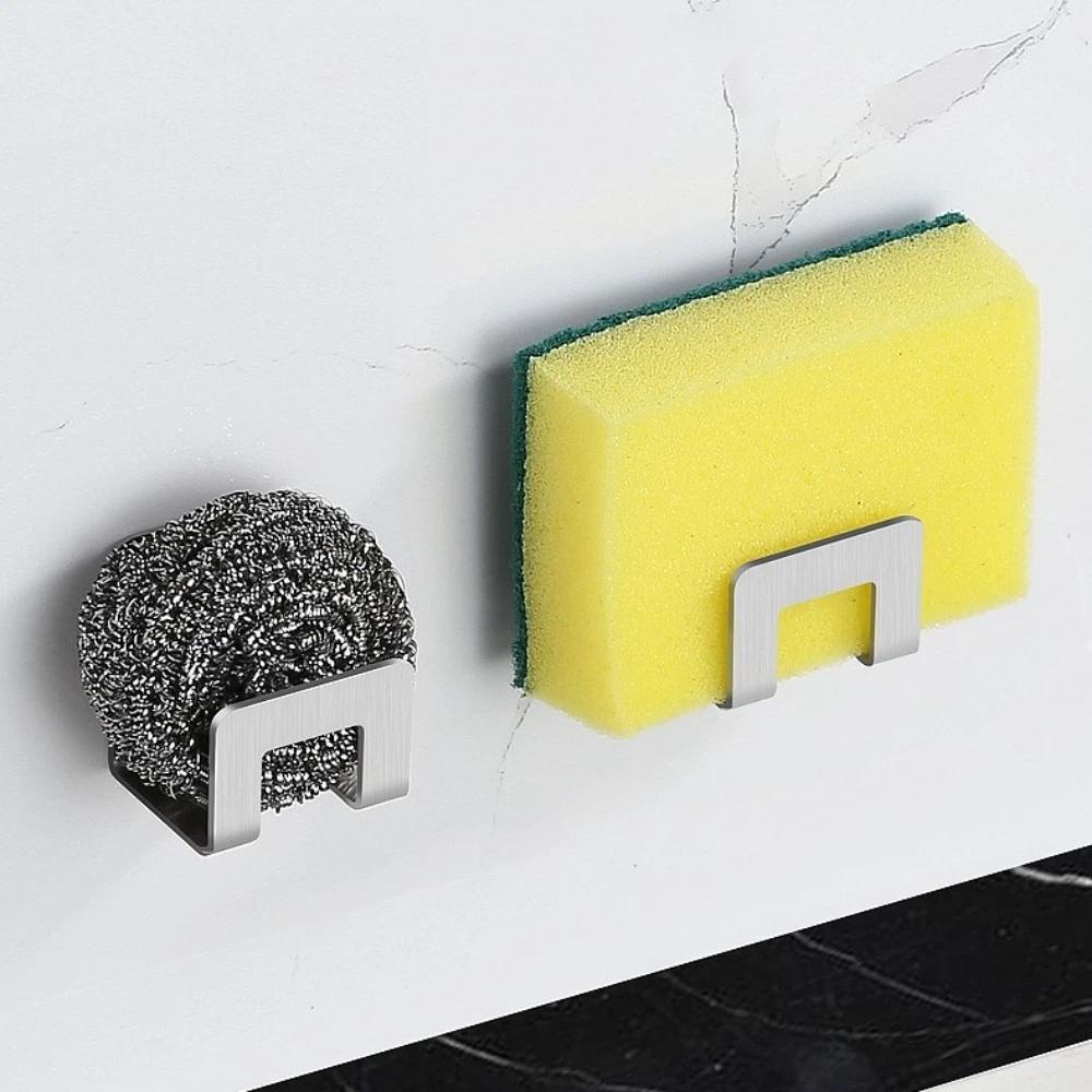 2pcs Metal Sponge Storage Holder Self Adhesive Sink Storage Holder Drain Drying Rack Kitchen Use