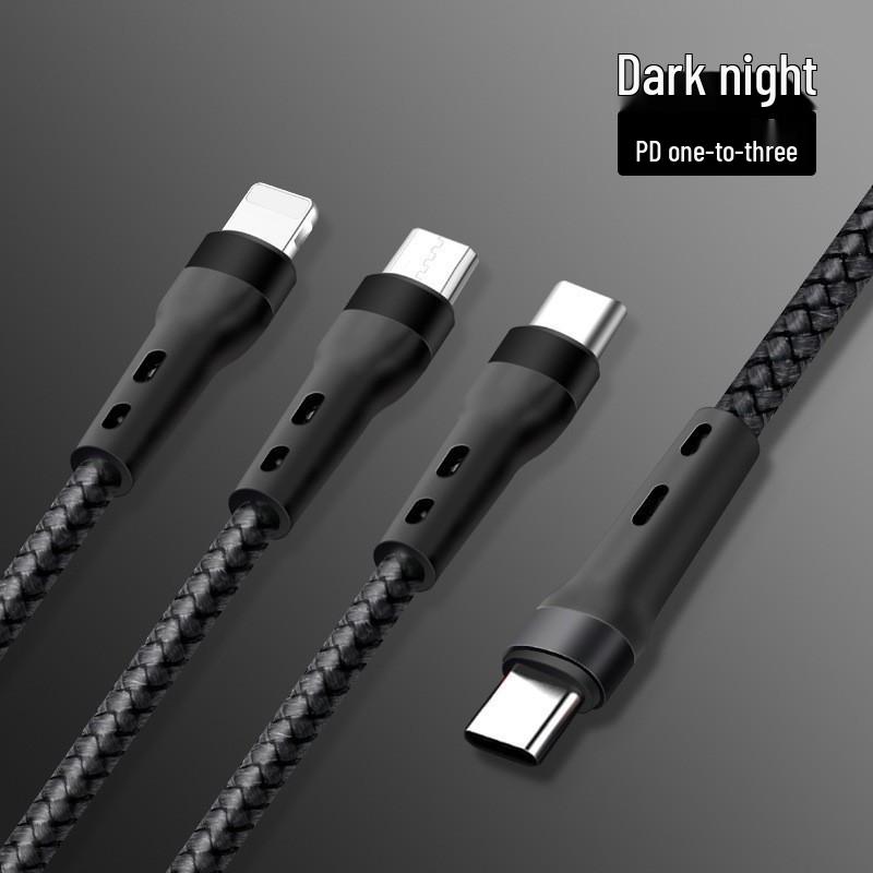 PD100W 3-in-1 Fast Charging Cable for iPhone 15, Android, and LeEco Devices