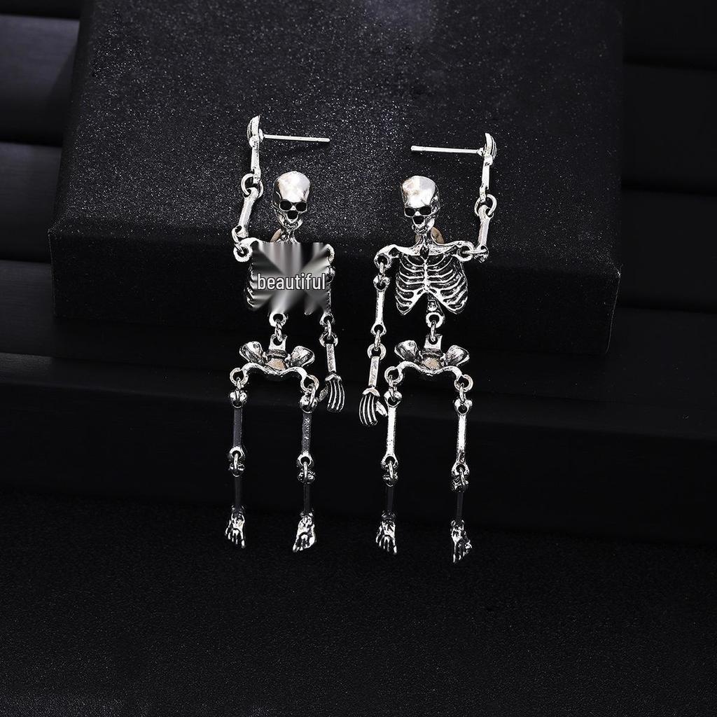 Dark Gothic Skeleton Dangle Earrings - Halloween Horror Funny Style for Women