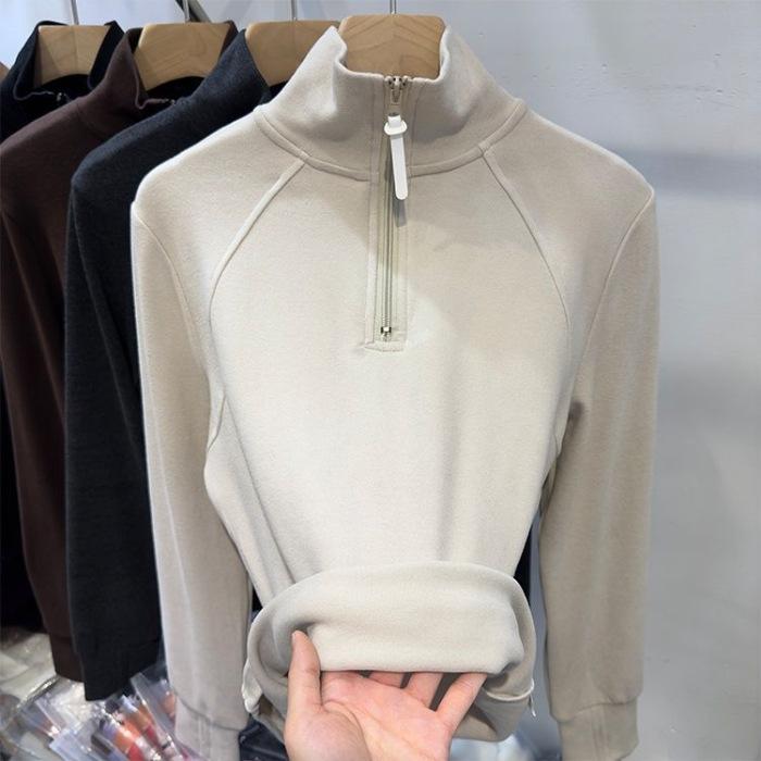 Thickened Fashionable Polished Thermal Stand-up Collar Bottoming Shirt Women's New Top