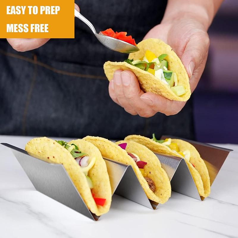 Stainless Steel Taco Holder Stand Mexican Roll Rack Taco Holder Wave Shape Taco Tray Mexican Food Rack Cake Rack Kitchen Gadgets