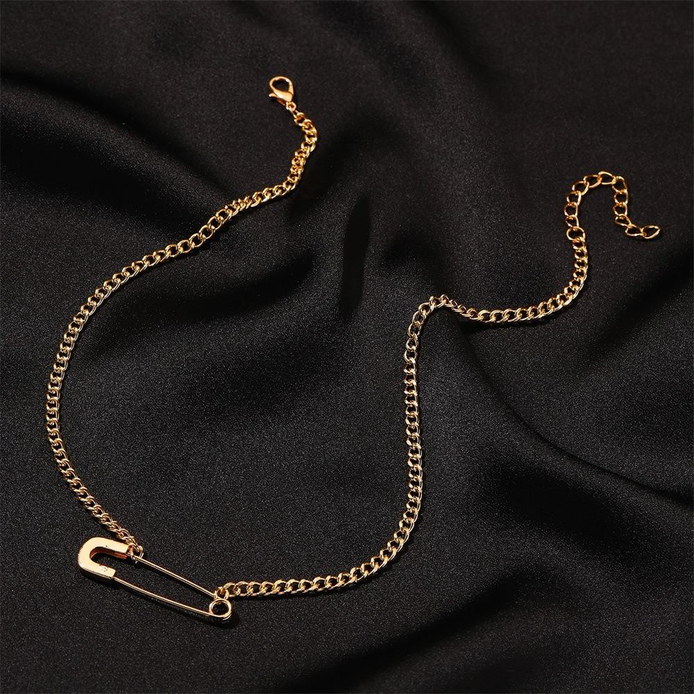 1pc Creative Pin Necklace with Unique Design, Simple Hairpin Collarbone Chain, Cool and Personal Pendant for Couples