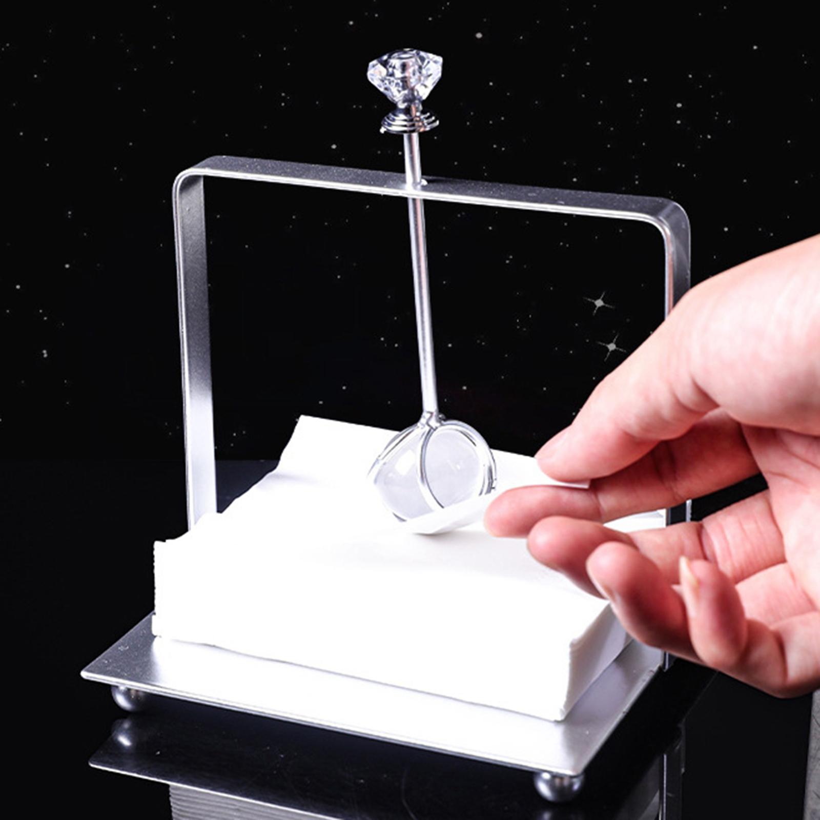 

Flat Paper Napkin Holder Rack Organization Notes Memos Tabletop with Weighted Arm for Countertop Stand Picnics Dinning Table Bar