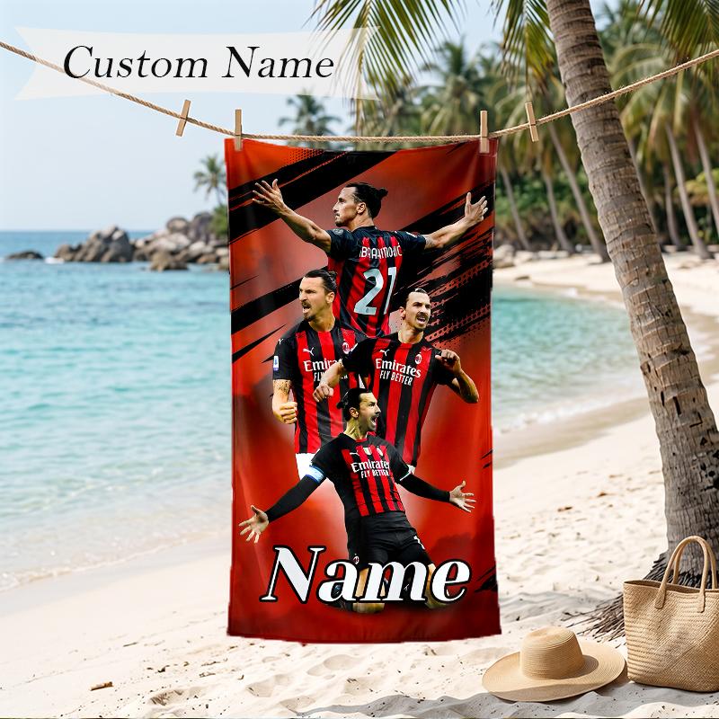 Zlatan Custom Name Printed Beach Towel Personalized Soft Towel For Swimming Beach Travel