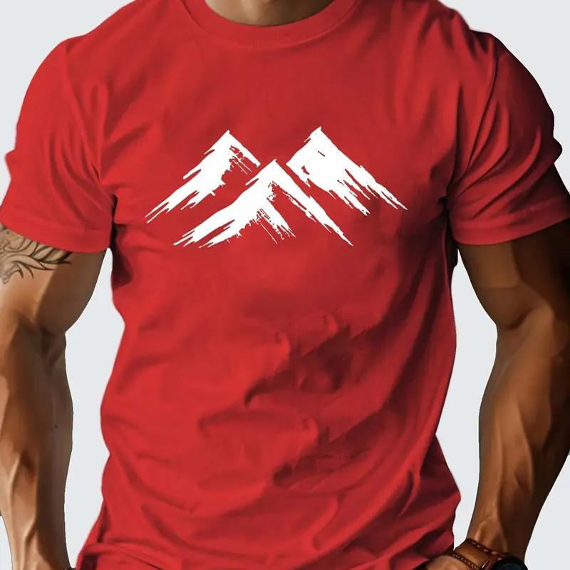 New Summer Men's Fashion T-shirt Mountain Range Printed Men's T-shirt Top