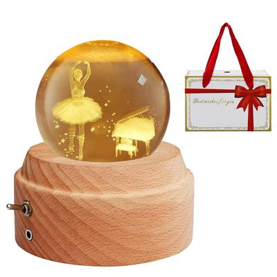 Authentic Music Box with Gift Popular Gift for and Features Crystal LED Ambient USB Projection Wooden Bedside Romantic Soothing Perfect for and