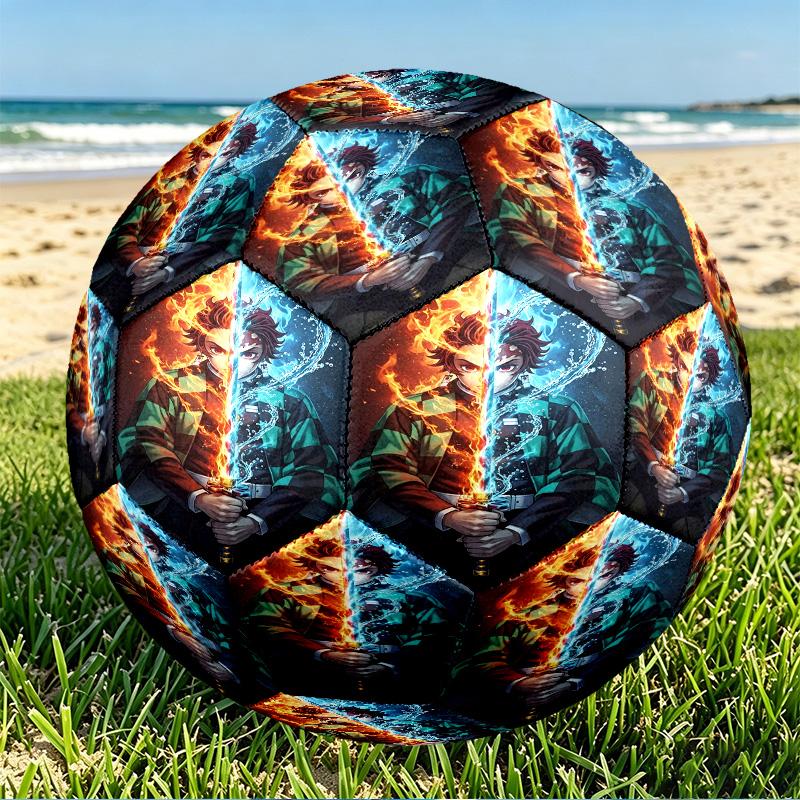 Demon Slayer Print Size 5 Soccer Ball, PU Wear Resistant Football for Match Training and Daily Practice, Birthday Gift for Soccer Fans