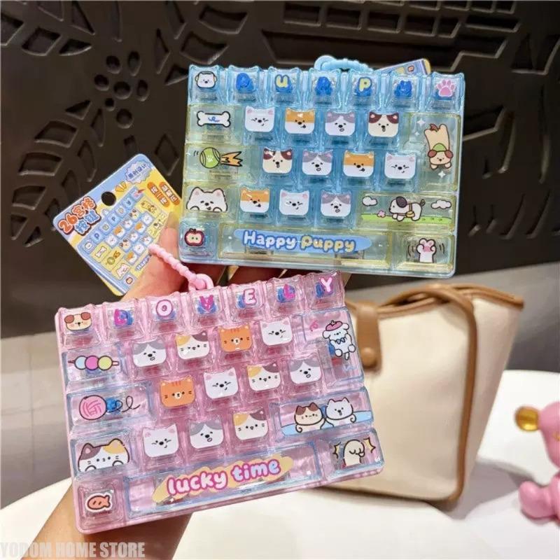 Portachiavi Giocattolo Pulsante Decompressione a 26 Tasti Tastiera Spremibile Portachiavi Antistress Clicker Portachiavi Animali Cartoni Animati Portachiavi Tastiera Regali