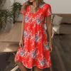 Women's Fashion Summer Casual Short Sleeve Floral Print Dresses