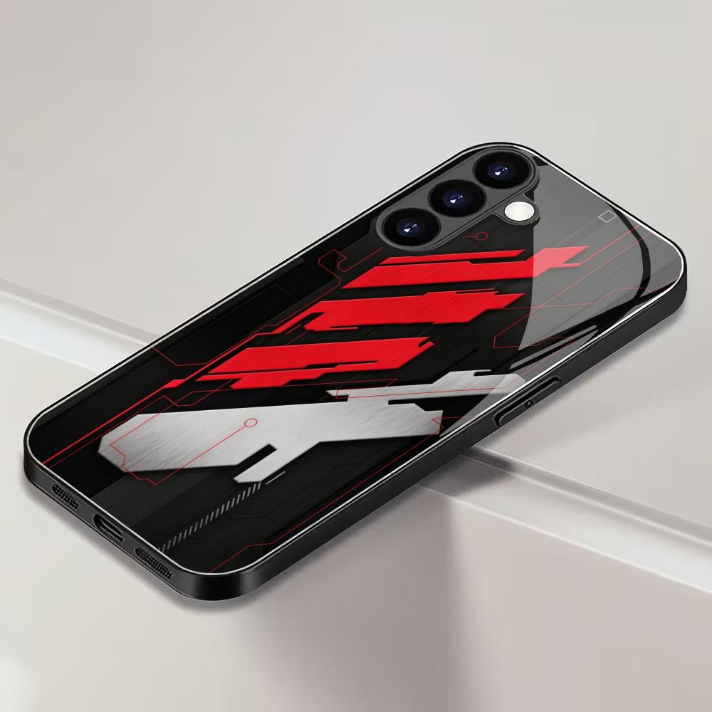 Men's black tempered glass phone case suitable for Samsung Galaxy S26 S25 S24 S23 S22 S21 S20 FE/Ultra/Plus hard case back cover