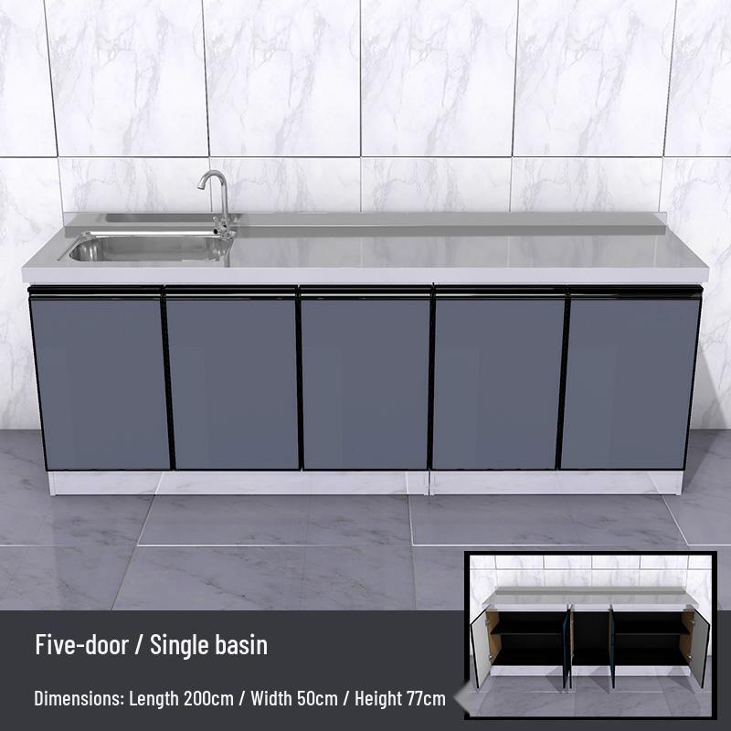 2-Meter Stainless Steel Waterproof Kitchen Cabinet with Sink for Household or Rental Use