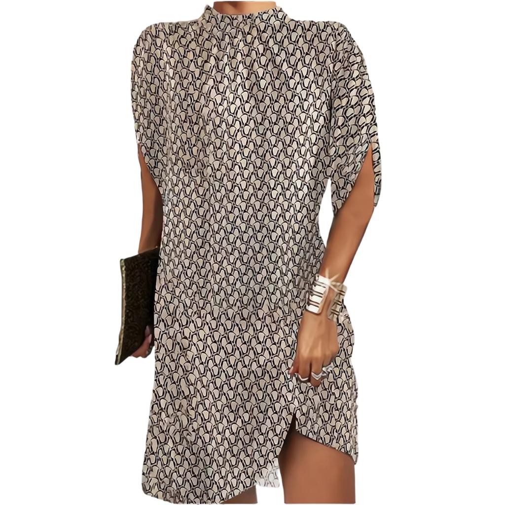 Women’s Loose Fit Batwing Sleeve Crew Neck Dress Soft Fabric Relaxed Silhouette Casual Style Above Knee Length Comfortable