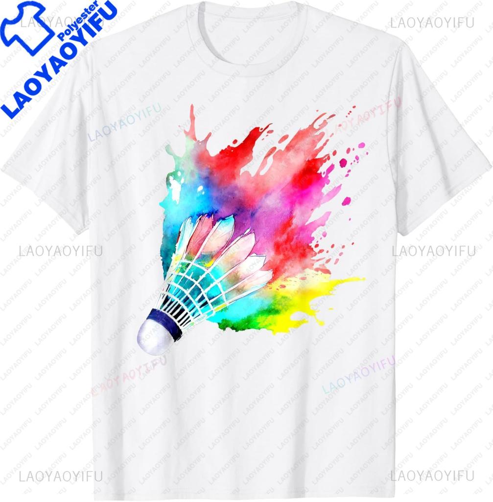 Colorful Shuttlecock Birdie Badminton Player Sports Lover TShirt Unisex Clothing Tops Streetwear Graphic T Shirts Camisetas