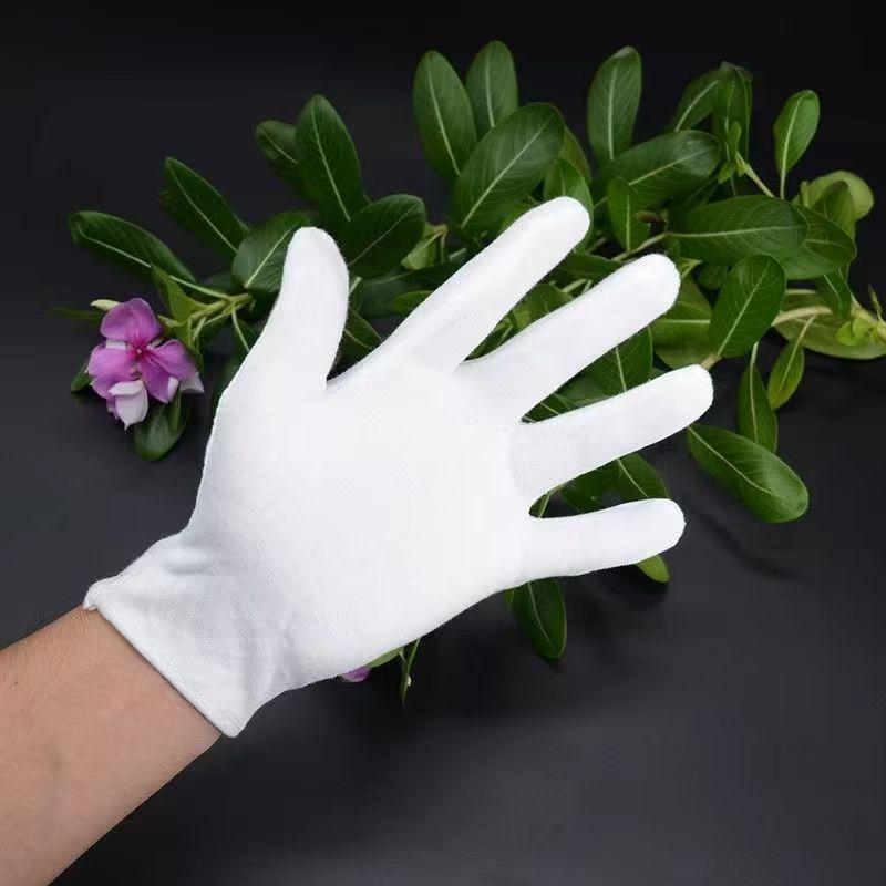White Cotton Non-Slip Breathable Work Gloves for Polishing and Driving
