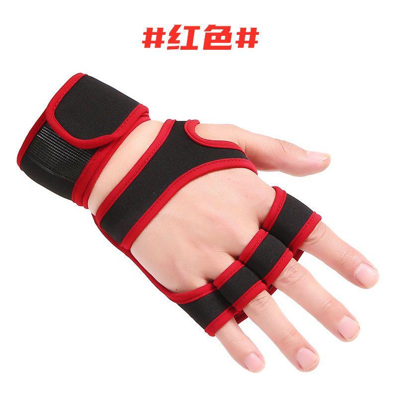 

Sports Fitness Gloves Men and Women Dumbbell Equipment Anti-Cocoon Gloves Horizontal Bar Exercise Half Finger Non Slip Wrist Strap Pressure Sleeve Fitness Gloves Men Red All yards