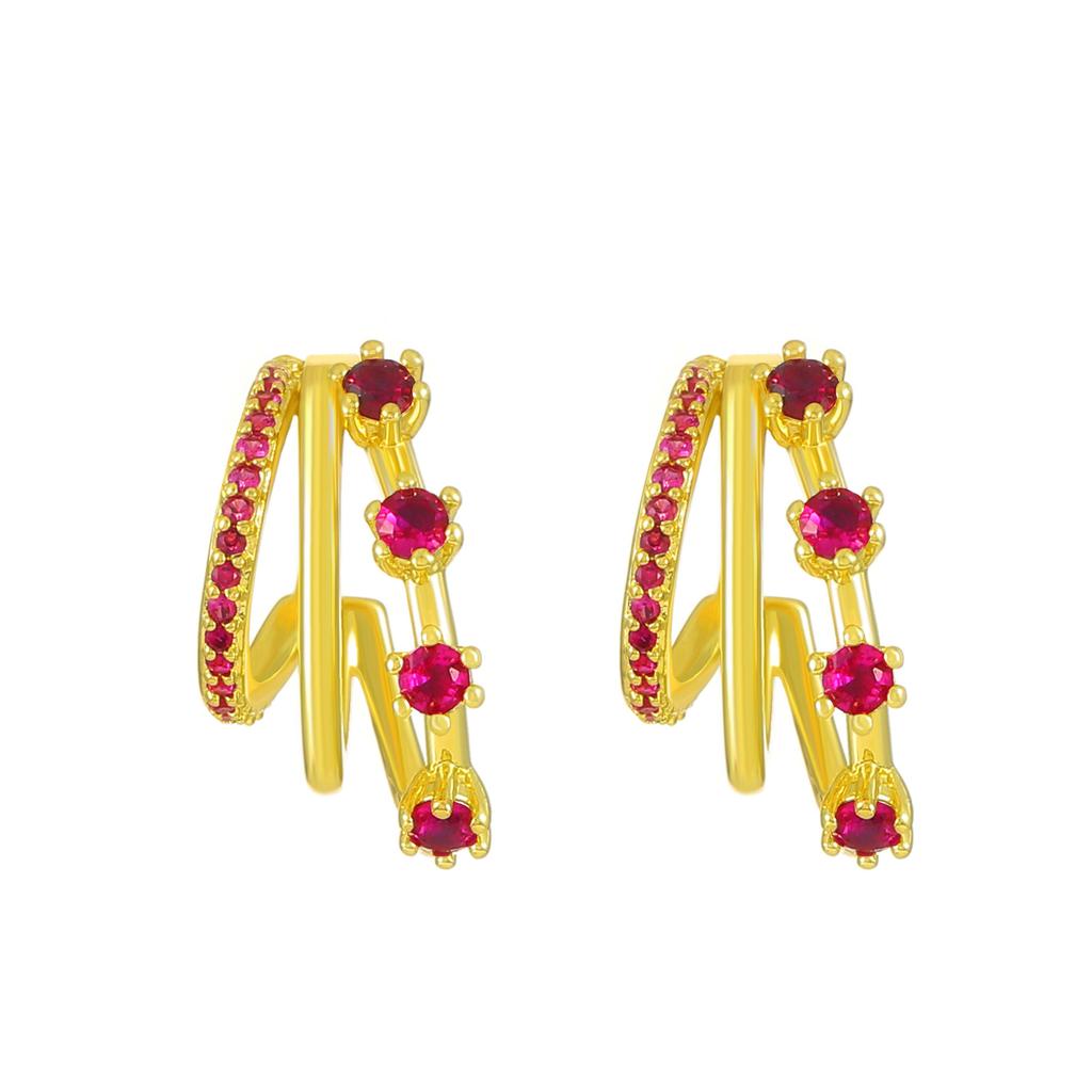 Niche Design Sense Three-claw Diamond Stud Earrings Female Simple Temperament Hollow C-shaped Earrings