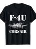 Men'S & Women'S Vintage Corsair F4U Fighter Plane T-Shirt - Heavyweight 220GSM Retro Aviation Graphi