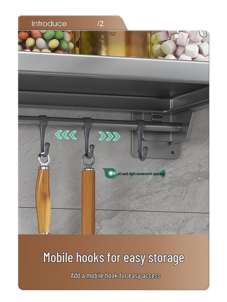 Wall-Mounted Kitchen Spice Rack: No-Punch, Moisture-Proof, Durable Microwave Oven Storage Shelf.
