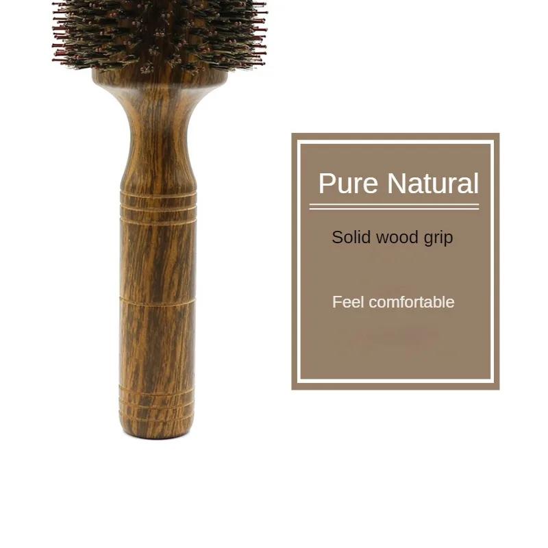 Pieptene de păr profesional pentru salon, 80 mm, perie rotundă din lemn, piepteni pentru coafor, perie de păr creț, perie de îndreptat