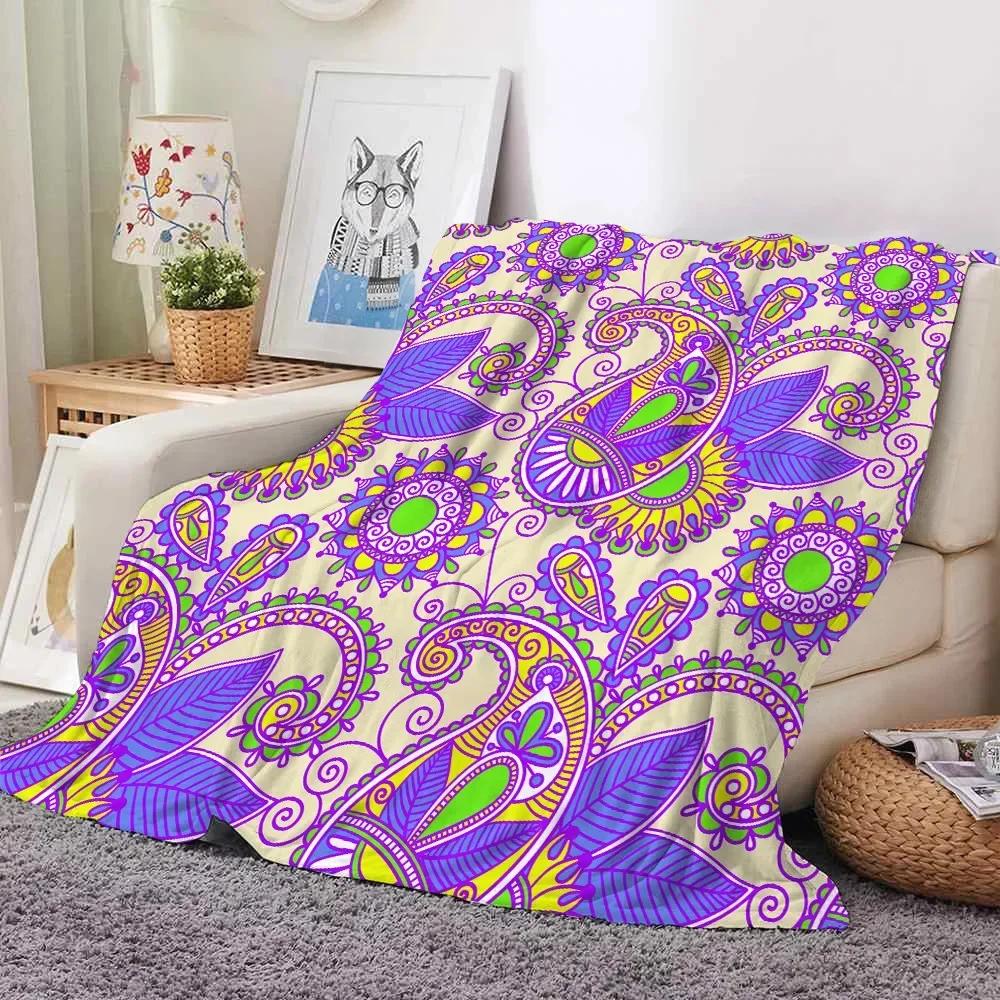 Bohemia Theme Flannel Throw Blanket Soft Warm Mystery for Bedroom Sofa Bed Decor Kids Adult Camping Gift King Queen Size Blanket