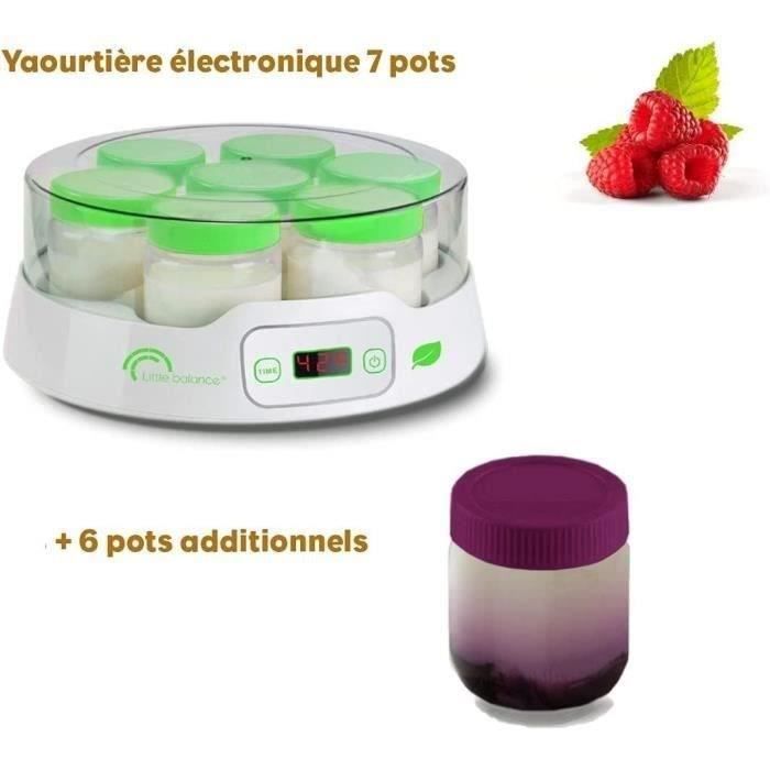 Yaourtière LITTLE BALANCE - Capacité 7 pots de 190ml + 6 pots additionnels - Programmable jusqu'à 14h - 20W