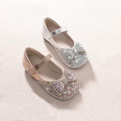 Classmate Girl Baby Leather Shoes 2025 Spring and Autumn New Little Girl Princess Crystal Shoes Flat Bottom Children's Rhinestone Single Shoes