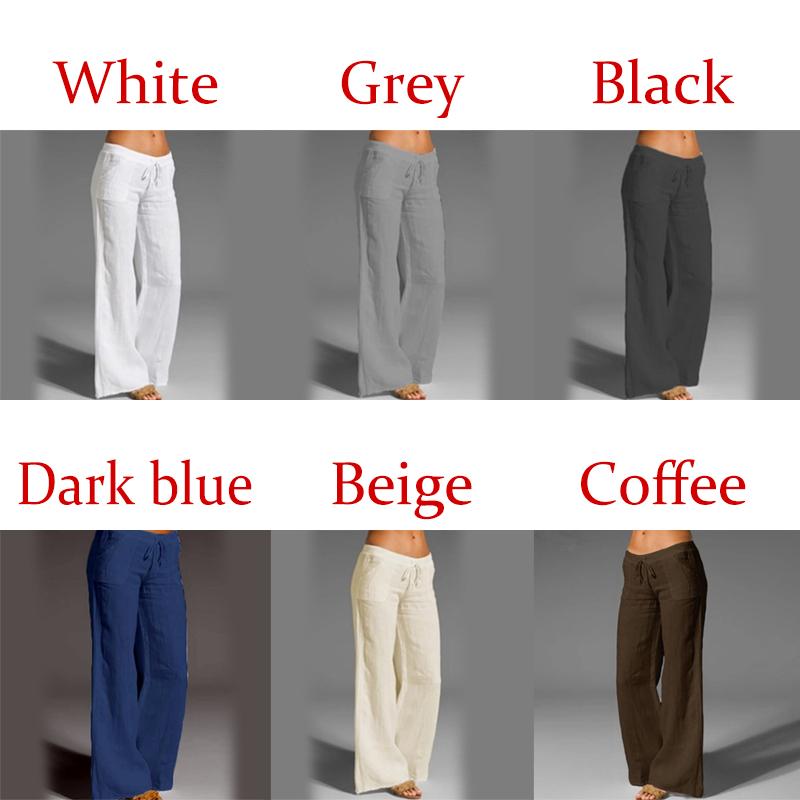Lässige Hose aus Baumwollleinen mit weitem Bein für Damen, Hose mit weitem Bein, Hose mit hoher Taille, elastische Jogginghose, Streetwear-Jogginghose