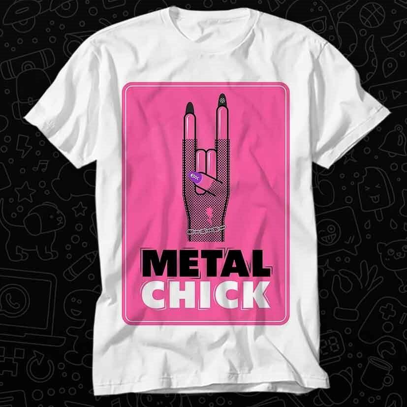 

Metal Chick Heavy Punk Rock Sexy Girl Pink T Shirt 571 4XL