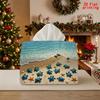 2D Flat 1pc, Tissue Box. Beach Turtle Pattern Napkin Dispenser, Reusable, Daily Desktop Tissue Organizer, Suitable for Kitchen Living Room Bedroom Bat