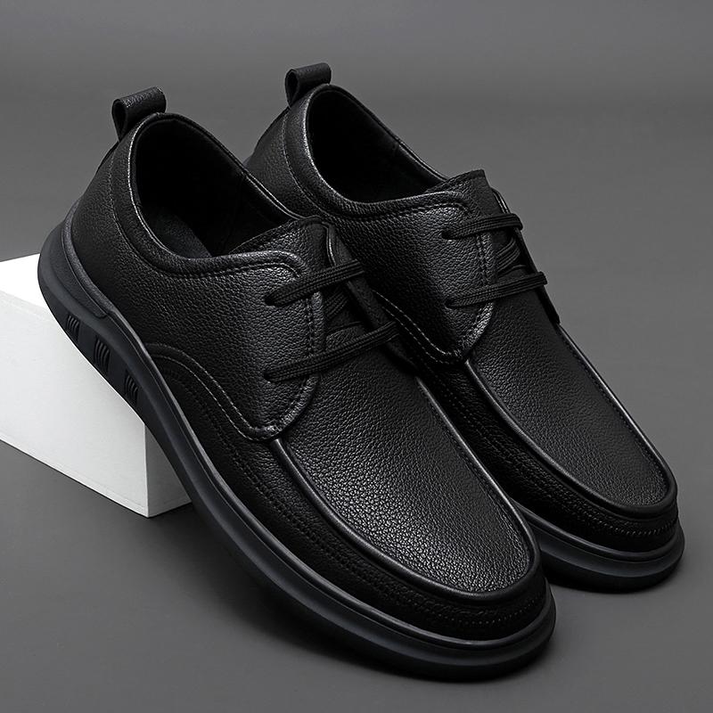 Men Shoes lace up black Casual genuine Leather Outdoor Shoes Non-Slip Men's Shoe Handmade Leisure Footwear business men shoes