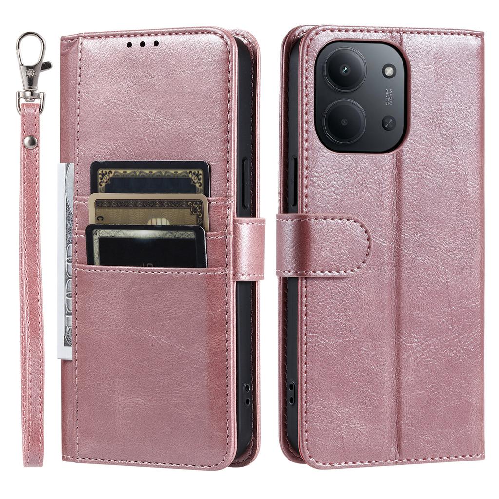 Für Xiaomi Redmi 15C 4G (EU) (173 mm) Hülle 6 Kartenfächer PU-Leder Sturzsichere Handyhülle mit Handschlaufe