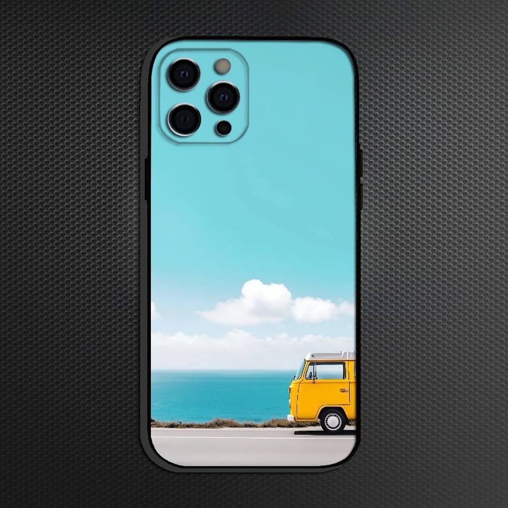 Traveling Car Phone Case For iPhone 16,15,14,13,12,11 Plus,Pro Max, Others Soft Black Cover