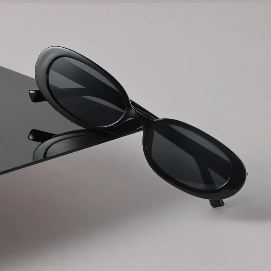 Luxury Sunglasses Women Men Oval Mirror Lens Brand Designer Black Sun Glasses Trendy Eyewear Unisex Sexy Cool