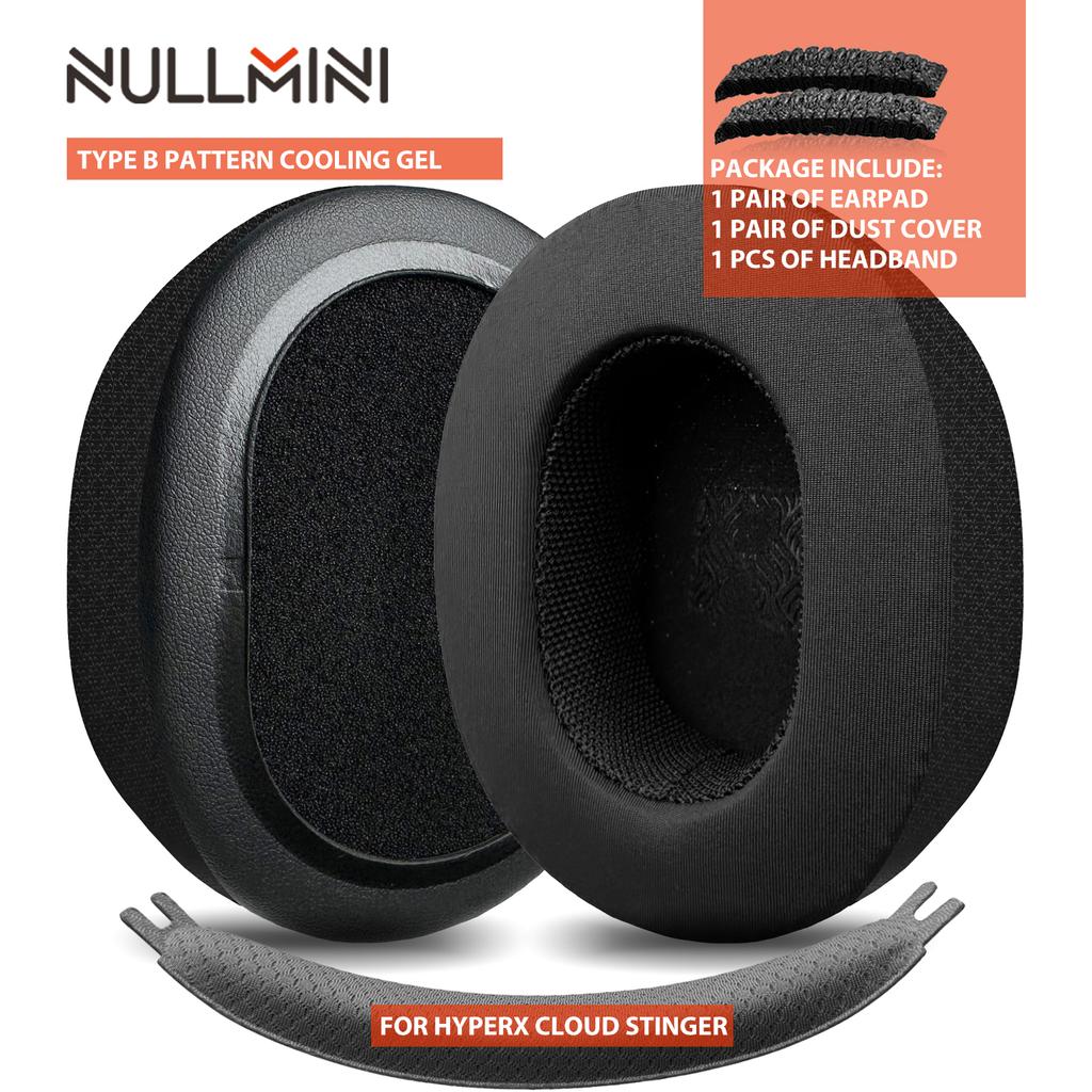 Nullmini Replacement Earpads for HyperX Cloud Stinger Headphones Cooling Gel Ear Pads Cushion Earmuffs Sleeve Headband