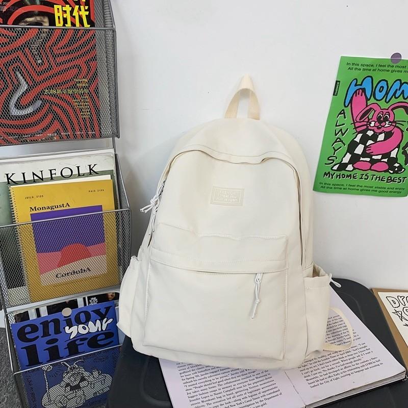 Trendy Japanese Style Waterproof Backpack For High School And College Students White