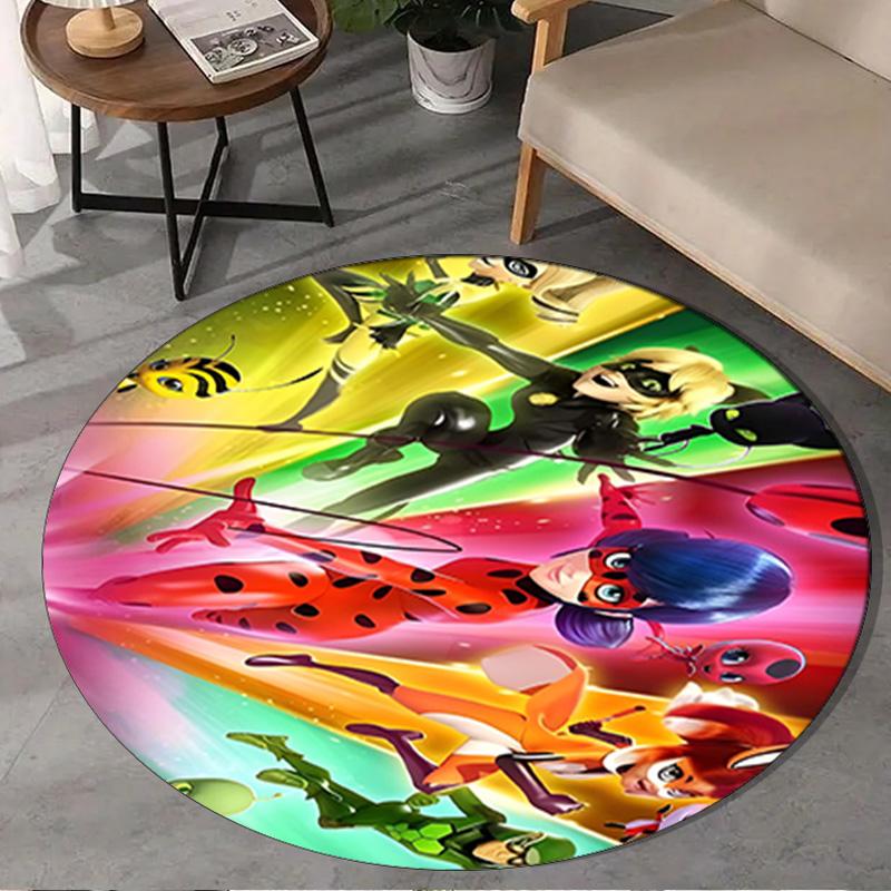 1PC Miraculous Adventures Round Rug, Non-slip Chair Mat, Home Decor, Circle Carpet Perfect for Office, Bedroom, Living Room,Christmas Gift