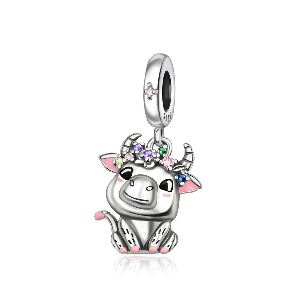 S925 Silver Cute Animal DIY Pendant Charms Set Koala Puppy Elephant Shape Handmade Beaded Necklace Craft Supplies