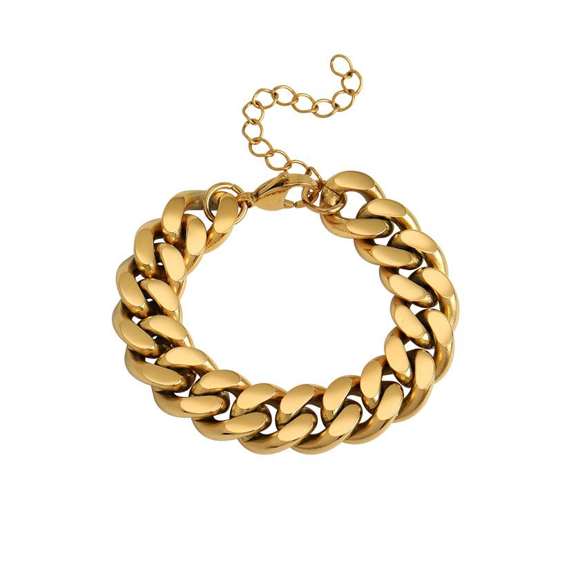 Heavy Industry Premium Sense Hip Hop Titanium Steel Gold Coarse Bracelet