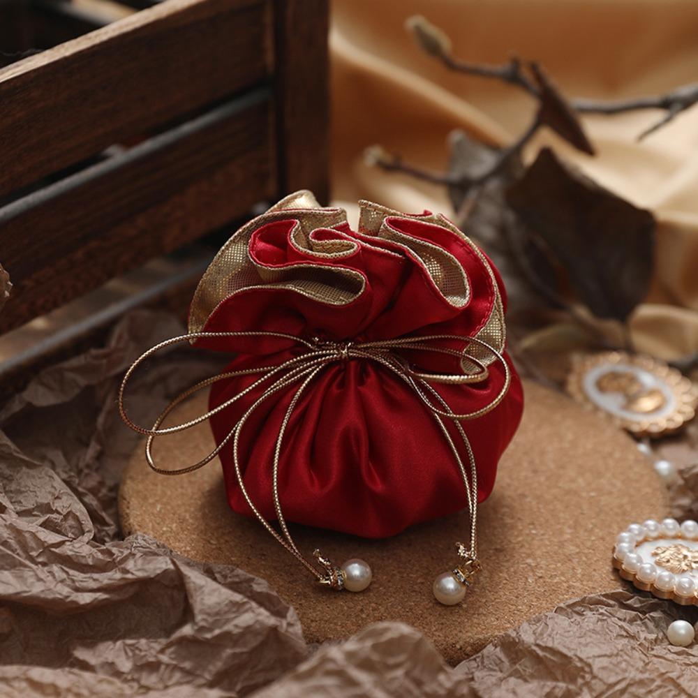 4Pcs Portable Candy Packaging Bags Exquisite Velvet Storage Bag Reusable Drawstring Bag  Party Decor
