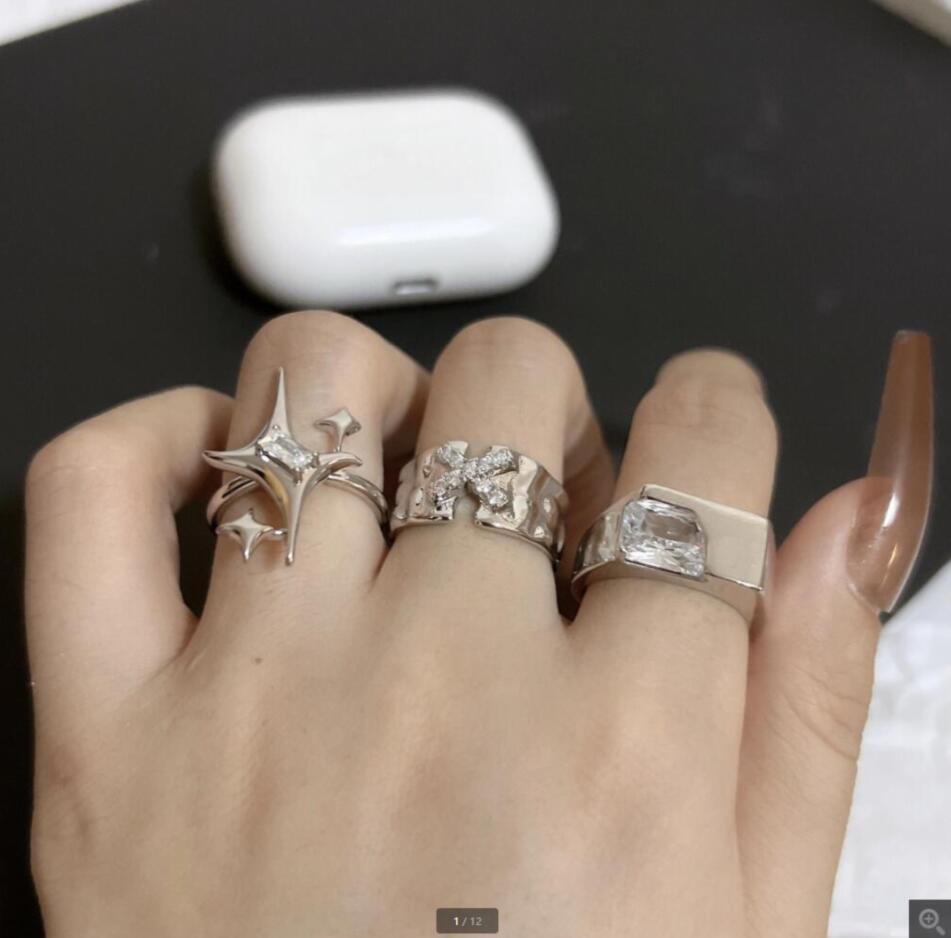 3-piece set of Personality Plain Circle Elegance Open Mouth Rings  Women Trend Party Aesthetic Jewelry Gift