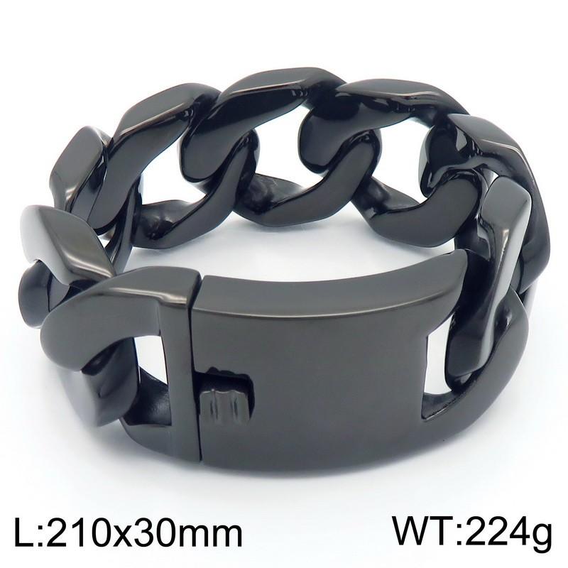 Domineering Flat Cuban Chain Bracelet Men‘s 30MM Chunky Stainless Steel Jewelry Shiny Exaggerated Rectangular Accessory