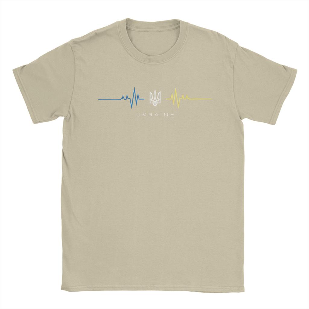 Oekraïense Drietand Symbool Oekraïne Vlag Hartslag T-shirt Strand Katoenen T-shirts Voor Volwassenen Vrije Tijd Casual T-shirt Korte Mouw Top