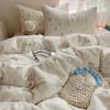 Floral Soft Cloud-Feel Double-Layer Gauze Bedding Set: Machine Washable, Small Student Dormitory Size, 3-Piece