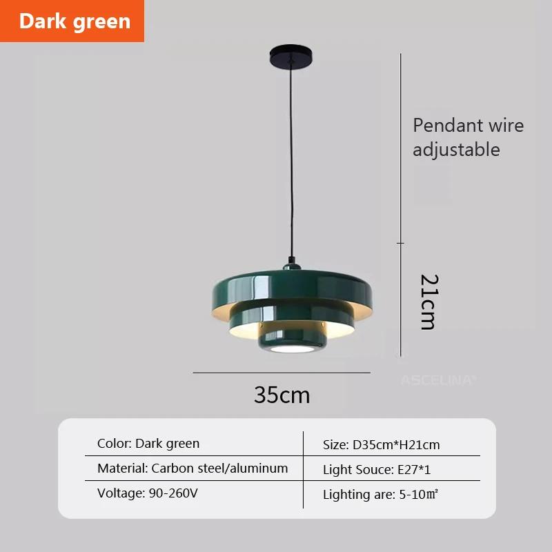 Nordic creative LED chandelier restaurant decoration chandelier carbon steel aluminum dark green orange living room lighting